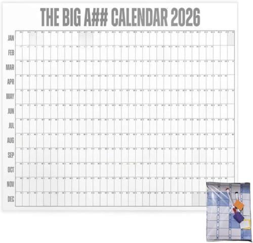 2026 Großer XXL-Wandkalender, trocken abwischbar, mit Jahresübersicht und farblich kodierter Organisation für eine effiziente Planung