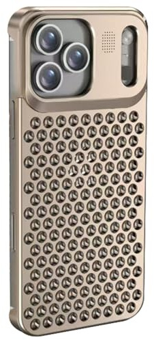 Custodia in Metallo Per IPhone 17/17 Pro/17 Pro Max, in Alluminio Aeronautico, Design A Telaio Aperto, Con Eccellente Dissipazione Del Calore E Protezione Antiurto.,17pro max,Brass