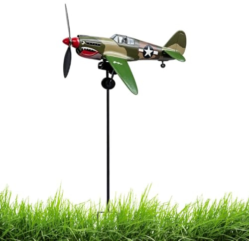Veleta - Escultura histórica con Suave y hélice - Veleta para Exterior con Forma de Avión,para Patio, Jardín, Casa de Playa, Granja, Valla o Parque
