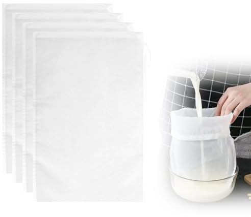 Cheese Cloths for Straining Nut Milk Strainer Net Bag Muslin Cloth Sieves for Cooking Reusable Ultra Fine Small Sieve Fine Mesh for Filtering Nut Milk Butter Juice Tea Coffee 4 PCS