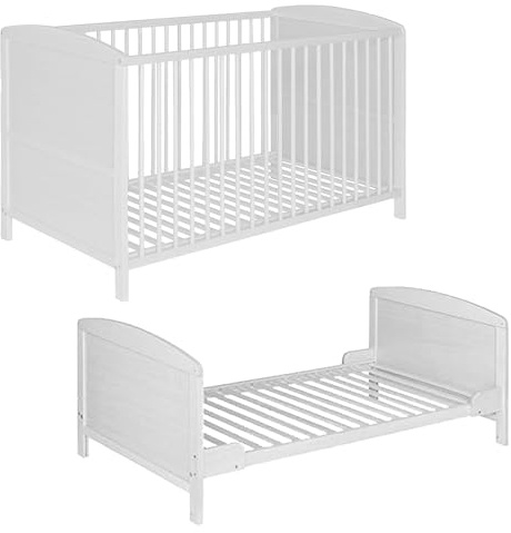 Best For Kids Gitterbett 2 in 1 Patrick 70x140 cm Juniorbett Kinderbett Babybett in Zwei Farben ohne Matratze, Baby Crib, Bett Baby, Umbaubar - Komplett Set Bebek Yatagi & Baby Cot (Weiß)