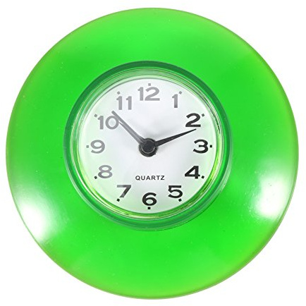 Saugnapf Wasserdicht Runde Mini Wanduhr Quarz Uhren Dekoration Für Badezimmer Küche Wohnzimmer Schlafzimmer(Grün)