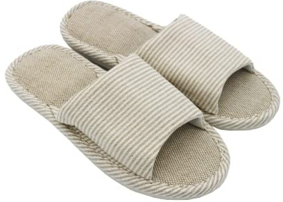 AioTio Mujeres y Hombres Zapatillas de Punta de Lino de algodón con luz Suave Abierta Zapatillas de casa cómodas y Transpirables Antideslizantes para Interiores y Exteriores