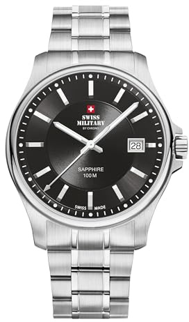 Swiss Military by Chrono Herren Uhr Armbanduhr Quarzwerk mit Edelstahl Metallarmband oder Lederband Analoge Herrenuhr SM30200