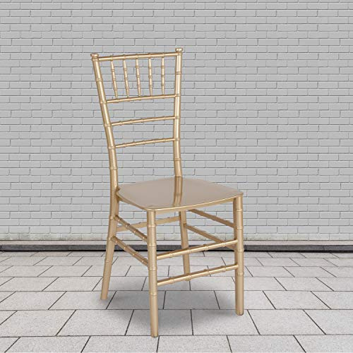 BizChair 2 Pack Gold Stackable Resin Chiavari Chair - Hospitality and Event Seating