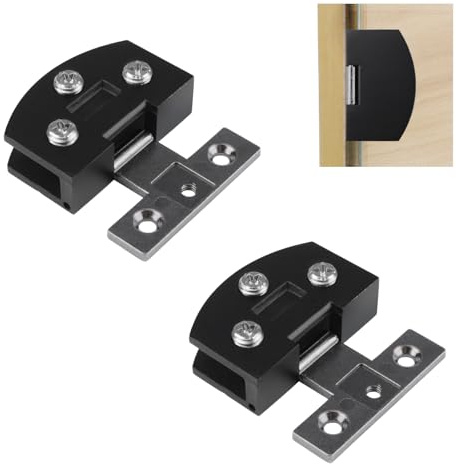 UFURMATE Türscharnier, 2 Stück einseitig verstellbare Glastürklemmen, Scharniere aus Zinklegierung, seitliche Befestigung, 90 Grad, schwarzes Clipscharnier für 5–8 mm rahmenlose Glastüren