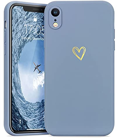 Lafunda Handyhülle Kompatibel mit iPhone Xr Mädchen Hülle | Ultra Dünn Silikonhülle süß Liebesherz Schutzhülle stoßfest Case Bumper Back Cover mit Fallschutz für iPhone Xr Blau
