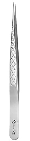 Beauty7 wimpern pinzette für wimpernverlängerung wimpernpinzette wimpernverlängerung Wimpern Pinzette pinzette spitz pinzette gebogen Gerade Spitze Präzisionspinzette mit Etui Silber Frabe