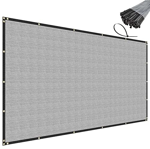SunnyRoyal 6' x 50' Grey Privacy Fence Screen Heavy Duty Windscreen Net Shade Fabric with Brass Grommets for Outdoor Fence Graden Patio Swimming Pool