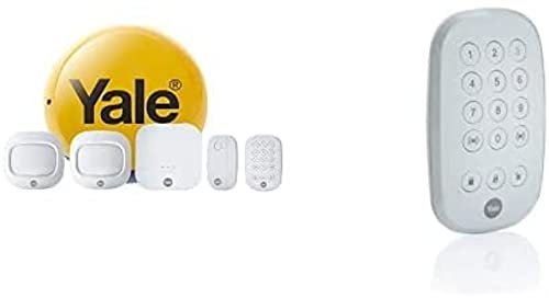 Yale IA-320 Sync Smart Home Alarm, Compatible with Alexa, Google & Philips Hue. 6-piece kit, Self-Monitored, Geofencing, 200m range & AC-KF Sync Smart Home Alarm Accessory Keypad, White