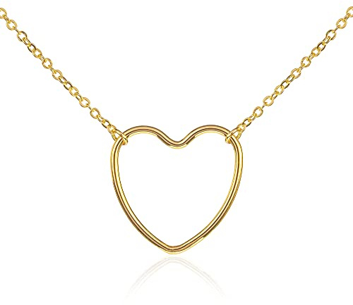 ZAVANA Collar con forma de corazón para mujeres y niñas, bonito collar para mujer, simple cadena y colgante con forma de corazón, bisutería para mujer, latón