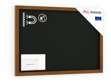 ALLboards Tableau à Craie Noir Magnétique avec Cadre en Bois Laqué 60x40cm, Tableau Noir