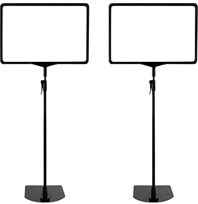 QOTSTEOS 2 piezas de soporte para carteles de altura ajustable A4, soporte de carteles de pie para el suelo con película protectora, soporte para carteles de póster para tienda, librería, escuela