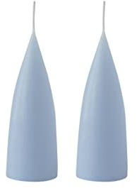 Kunstindustrien® Stumpenkerzen, Hergestellt in Dänemark, 43 Farben verfügbar, Kegel Kerze, Durchgefärbte Stumpenkerze lange Brenndauer von 15 Stunden, Kerzen Deko, 2 Stück, 6,5 x 16cm (Pastellblau)