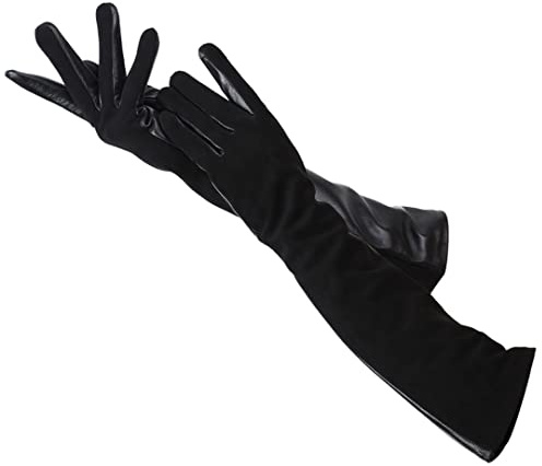 Damen Lammfell-Lederhandschuhe Wildleder halten warme Winter-Lange Handschuhe