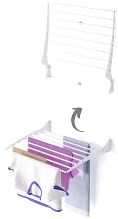 Foxydry Fold Wäscheständer für die Wand, vertikaler Wäscheständer für den Innen- und Außenbereich aus Aluminium und Stahl 60x50x57 cm (1x 60 cm, Weiß (White))