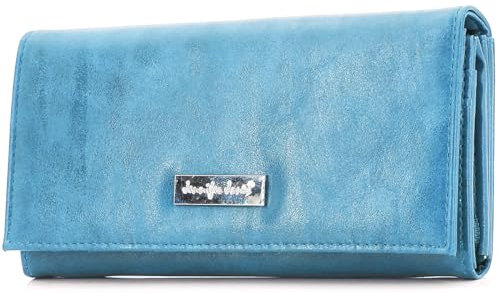 ekavale Portemonnaie Damen mit vielen Kartenfächer - Geldbörse Kunstleder - Geldbeutel für Frauen (Türkis)