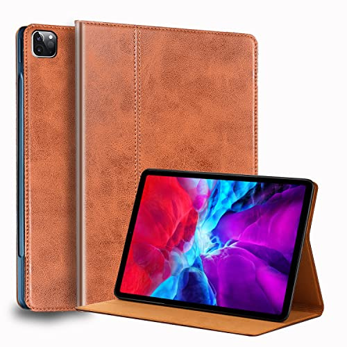 Gexmil Leder Hülle für iPad Pro 11 4./3./2./1. Gen. 2022/2021/2020/2018 | Smart Leder Cover/Flip,Auto Schlaf/Aufwachen,Schutzhülle Einstellbarer Ständer,Stoßfest,Rutschfest,Braun