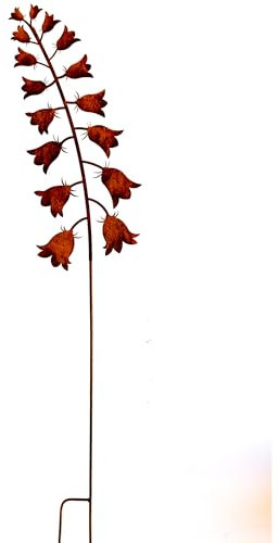 Bornhöft Gartenstecker Glockenblume aus Edelrost Metall Rost Gartendeko Edelrost rostiger Beetstecker 116cm für den Garten