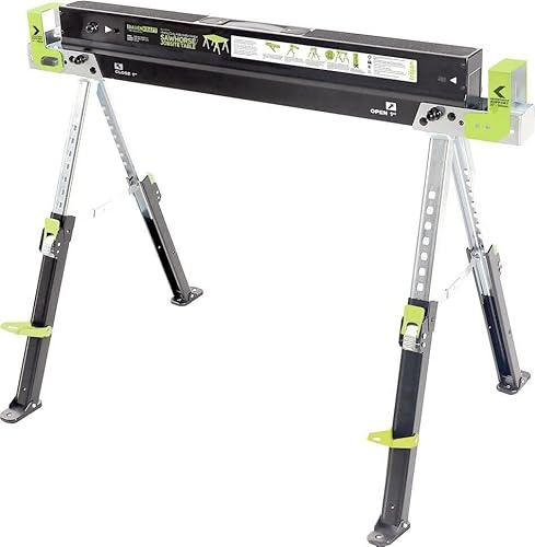 1 x BauenKraft SH-2001 Metal Folding Steel Saw Horse Adjustable Leg Stand Trestle