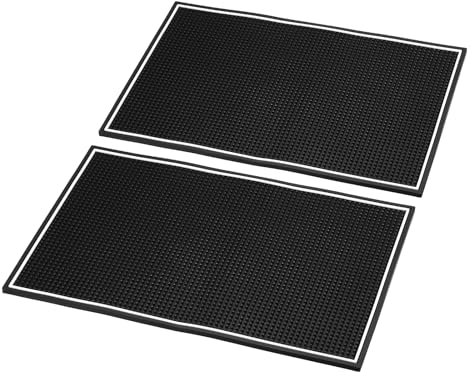 PATIKIL Tapis de Bar en Pvc de 18 x 12 x 0,4, Lot de 2 Tapis Antidérapants pour Service de Bar, Tapis Anti-Éclaboussures pour Comptoir de Cuisine, Restaurant, Bar, KTV, Noir, Blanc