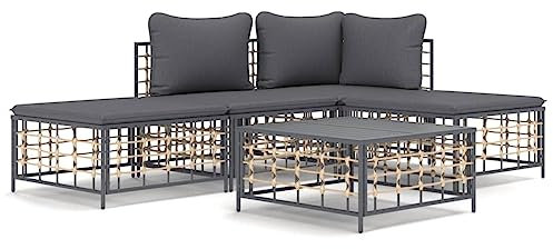Makastle Gartenmöbel-Set Gartenlounge Sofa Outdoor Sitzgruppe Garten Lounge Set Balkon Sofa Polyrattan Gartensofa Balkonmöbel, Outdoor Lounge Sessel, Anthrazit
