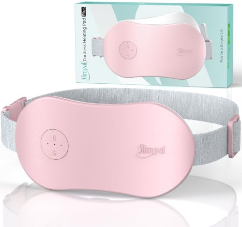 Slimpal Ceinture thermique portable et sans fil, 3 niveaux de chaleur, coussin chauffant rechargeable (rose clair)