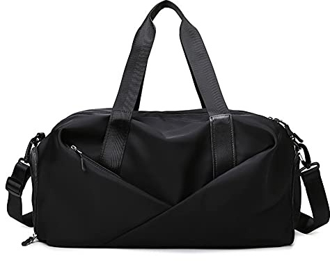 QTANZIQI Damen Damen Sport-Sporttasche, Trocken- und Nasstrennung, Yoga-Tasche, Handgepäcktasche, leichte Reisetasche mit großem Fassungsvermögen, Schwarz-Trompete