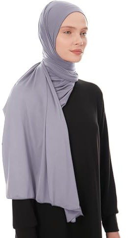 Ayisah Hijab Kopftuch Damen Muslimisch - Anthrazit Jersey Hijab Kopftuch Für Damen - Dehnbar Moderne Islamische Hidzab Kopftücher Schal - Hidzab Kopftücher 70x180 cm - Anthrazit