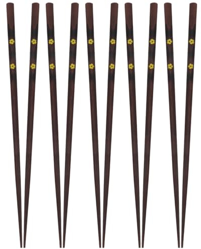 SOLUSTRE Palillos Japoneses De Madera Reutilizables Antideslizantes Para Sushi Con Caja De Transporte Elegante 9 Pulgadas