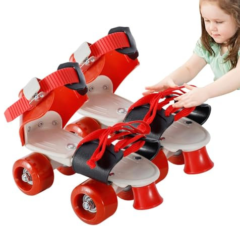 1 Paar Quad-Rollschuhe – Quad-Rollschuhe, Retro-Quad-Skate | Quad-Rollschuhe für Kinder, verstellbare Geschwindigkeit, Ruderschuhe, Rollschuhe, Rollschuhe für Anfänger, Mädchen, Teenager, Kind