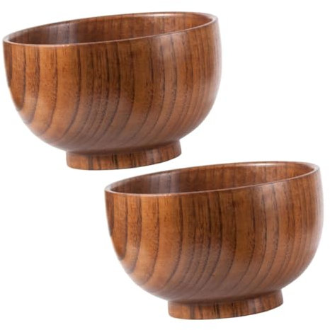 OKUMEYR 2piezas Cuencos De Madera Para Ensalada Fruteros Ensaladeras Ligeros y Resistentes