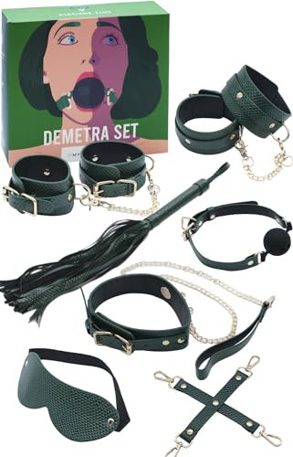 MySecretCase Kit Bondage Per Coppie - Kit Bdsm Donna, Set Sadomaso Donna con Accessori, Kit Bondage Sextoys Per Lui e Lei, Set Bdsm Per Adulti Da Letto, Manette e Frusta per Coppia Demetra Set