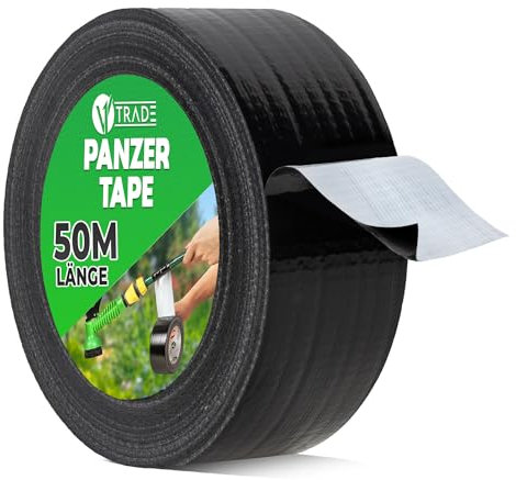 V1 TRADE Nastro blindato nero, 48 mm x 50 m, extra forte, impermeabile, adatto per interni ed esterni, facile da usare e rimovibile senza lasciare residui