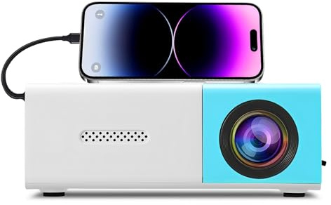 Mini Projecteur, 1080p Full HD HiFi Portable Movie Projecteur, Smart Home Projecteur avec HDMI, USB, Interface Sonore de 3,5 Mm pour Smartphone, Ordinateur Portable, Téléviseur,