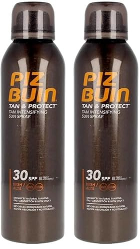 PIZ BUIN Protector Solar en Spray SPF30, Tan & Protect Acelerador del Bronceado de Protección Alta, con Vitamina E y Protección UVA/UVB, 150 ml (Paquete de 2)