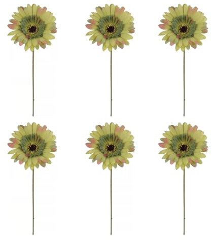 BESTORI Künstliche Blumen Chrysantheme Gefälschte Seidenblumen 6 Stücke für DIY Hochzeitsfeier Valentinstag Dekoration Grün