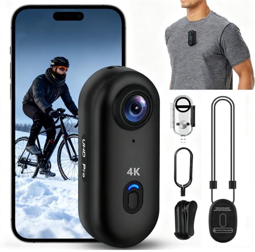 Lottsall Action Cam - 4K 64GB Bodycam mit Wasserdicht 30m, Freihand-POVs, APP-Videoclip, Magnetisch, 120° Weitwinkel, 150 min Akku, Mini Kamera für Vlogs, Reisen, Outdoor, Helmkamera