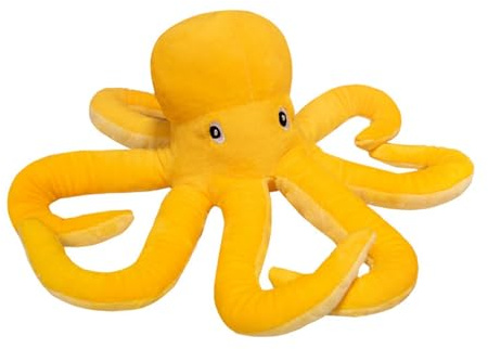 AQCQDQ Oktopus Kuscheltier, Wende Oktopus, Oktopus Plüsch Stofftier, Weich und Bequem Oktopus Kissen, zum Spielen und Kuscheln, Weiches Schmusetier für Mädchen, Jungen (30 cm,Gelb)