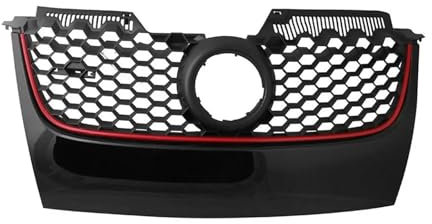 Parrilla Delantera para Golf 5 MK5 V para GTI Nueva Rejilla Parachoques ABS Vehículos Rejillas Delanteras A Prueba Óxido Vibraciones Suministro Central Línea Roja Rejilla De Radiador