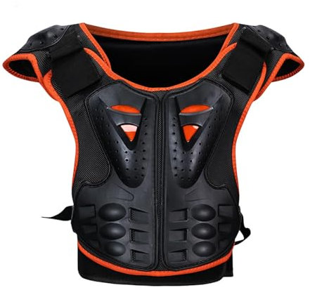 Generisch Pettorina per bambini, paraschiena per moto, per bambini, protezione per la schiena, abbigliamento protettivo, giubbotto di protezione, giubbotti moto per ciclismo skateboard, arancione/nero