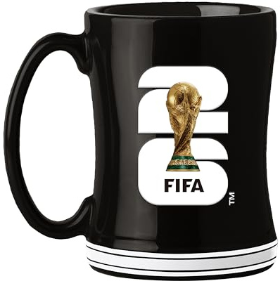 HONAV Football FIFA World Cup 2026 14 oz Sculpted Embossed Mug - Bold Ceramic Coffee Cup with Raised Design - Great Gift for Football Fans and Collectors