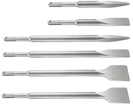 Miosugo SDS Plus - Juego de cinceles para azulejos (2 cinceles planos, 2 cinceles anchos, 2 cinceles puntiagudos), juego de cinceles para hormigón, mampostería, azulejos, adhesivo para azulejos