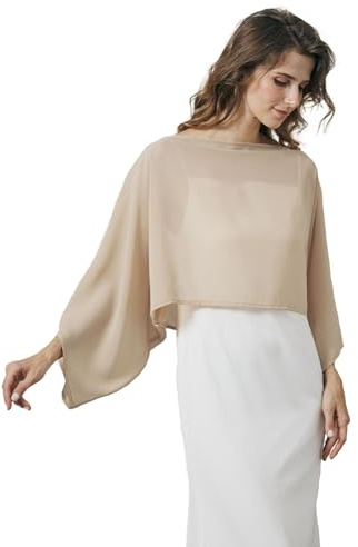 BEAUTELICATE Chiffon Bolero con Manica Pipistrello Donna Scialle Stole Trasparente Estiva per Sposa Matrimonio Cerimonia
