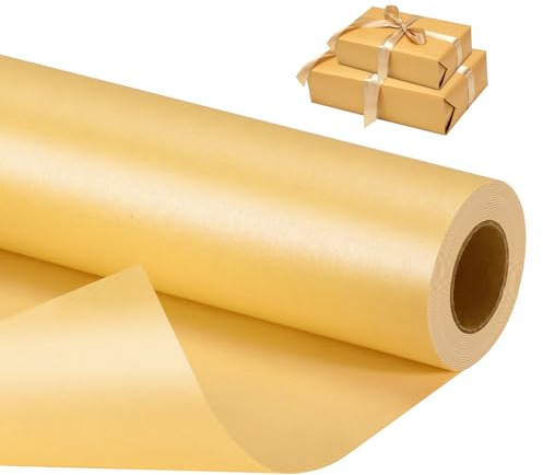 VINATO Rotolo Di Carta Da Regalo 1 Pezzo 43 cm × 10 m - Carta Da Regalo per Matrimonio, Compleanno, Natale & Decorazioni, Giallo