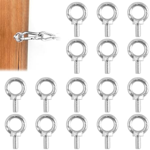 HJYIMYI 16 Piezas Anillos de Elevación M6,para Fijación y Suspensió,Robusto | Tornillos de Ojo M6,Perno de Anillo,Tornillos de Argollas de Acero Inoxidable 304 Cáncamos,Pernos de Ojo de Elevación