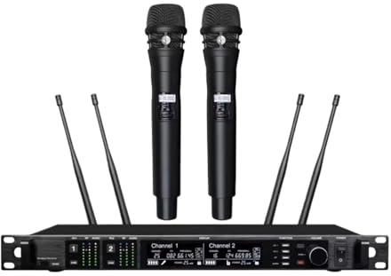 Radiomicrofonico Wireless Professionale, Microfono Dinamico A Mano Doppio, Discorso, Chiesa, Matrimonio Qualità Audio Senza Perdita Di Dati(KSM8 600Mhz)