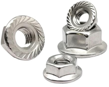 Sechskant-Sicherungsmuttern mit Flansch, Flansch-Sechskantmuttern M3-M12, Edelstahl 316, Sortiment(20pcs M3)