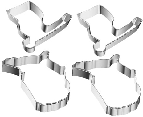 GRIRIW 4pcs Patriotic Cookie Cutters Set Usa Map and Flag Shapes Stainless Steel Food-grade Metal Fondant Decorating Mold for Independence Day Baking and Holiday Kitchen Use
