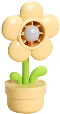 Ventilador de mano recargable, dispositivo de 3 velocidades | Forma de maceta de flores recargable USB con luz nocturna ventilador portátil para niños, adultos, estudiantes / estudiantes, camping